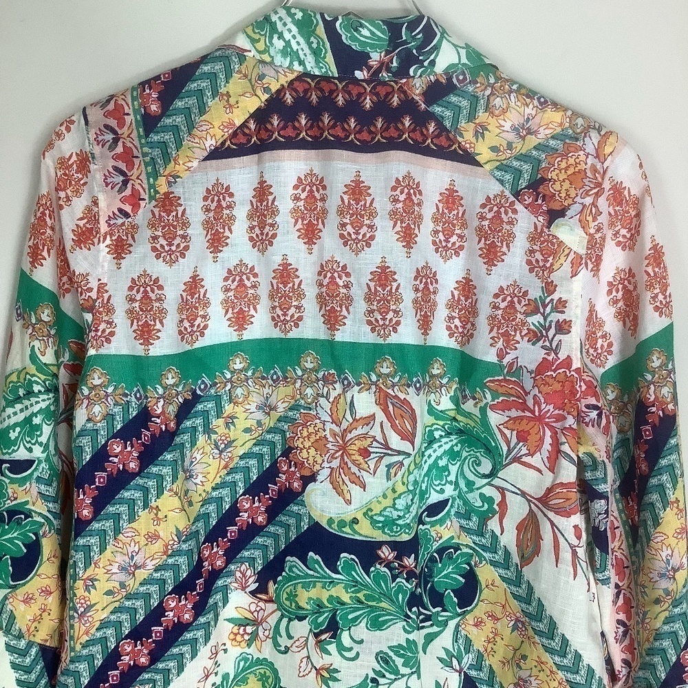 Chico's‎ No Iron Linen Paisley Shirt 3/4 Sleeves - Picture 11 of 16